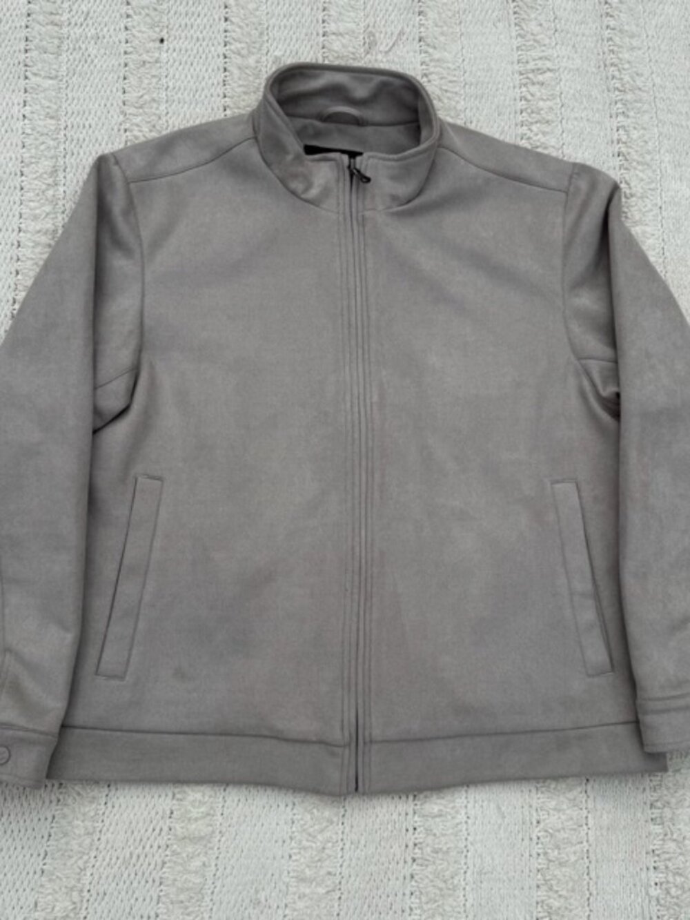 Robert Graham Taupe Color Vegan Suede Bomber Jacket Men's Size XL Retail $248